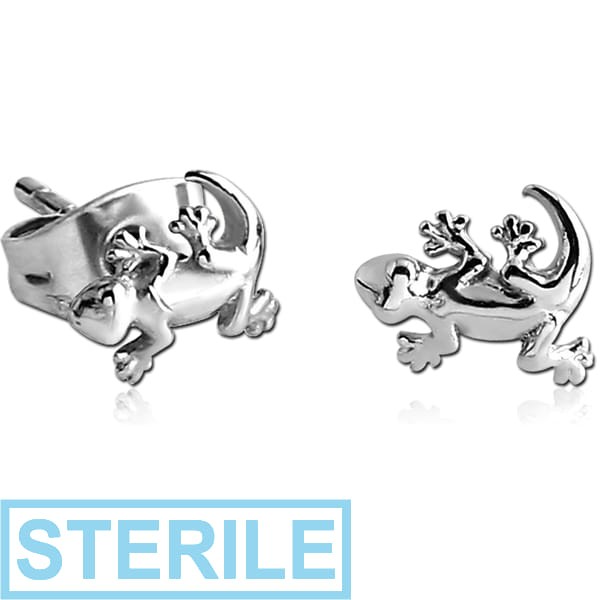 STERILE STERLING SILVER 925 EAR STUDS PAIR - SALAMANDER