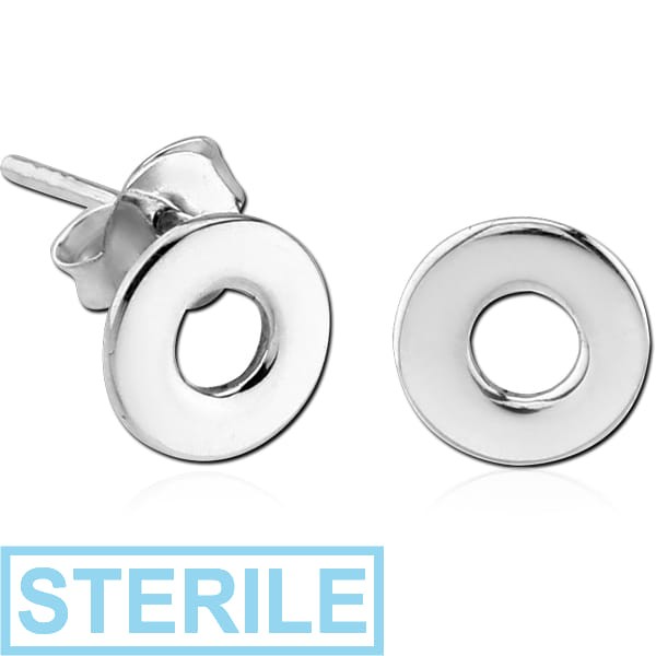 STERILE STERLING SILVER 925 EAR STUDS PAIR - DONUT