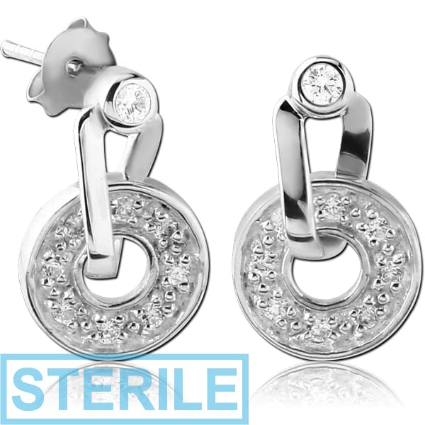 STERILE STERLING SILVER 925 JEWELLED EAR STUDS PAIR