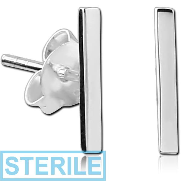 STERILE STERLING SILVER 925 EAR STUDS PAIR - 3D SQUARE