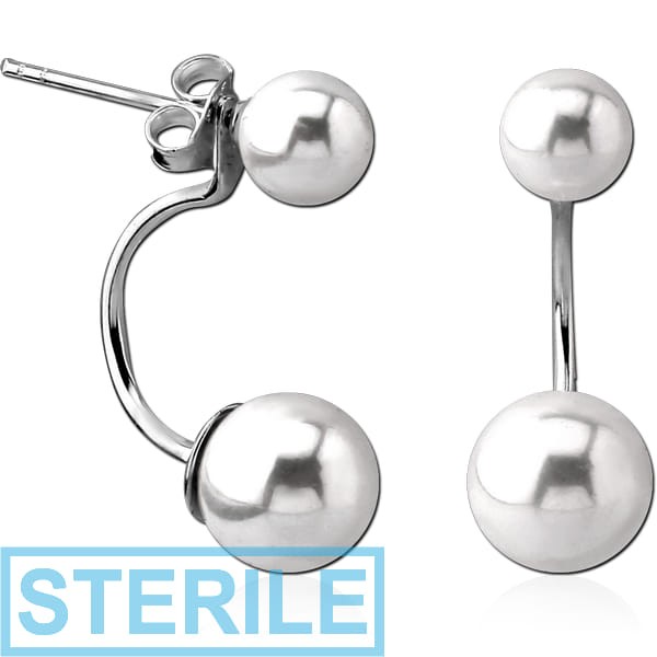 STERILE STERLING SILVER 925 EAR STUDS PAIR WITH SHELL PEARLS