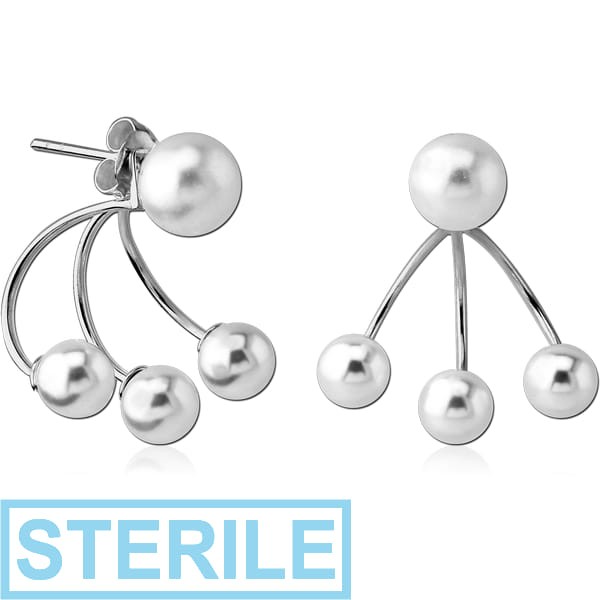 STERILE STERLING SILVER 925 BACK EARRINGS WITH STUD PAIR WITH SHELL PEARLS