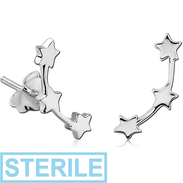 STERILE STERLING SILVER 925 EAR STUDS PAIR - STARS
