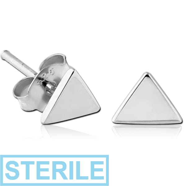 STERILE STERLING SILVER 925 EAR STUDS PAIR - TRIANGLE