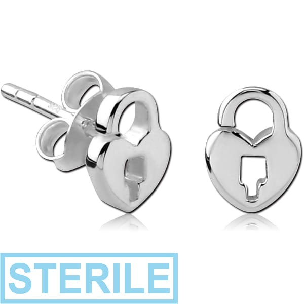 STERILE STERLING SILVER 925 EAR STUDS PAIR - OPEN LOCK