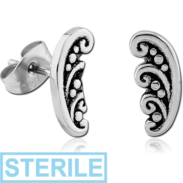 STERILE STERLING SILVER 925 EAR STUDS PAIR - FILIGREE