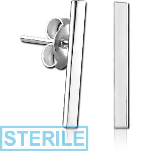 STERILE STERLING SILVER 925 EAR STUDS PAIR - 3D SQUARE