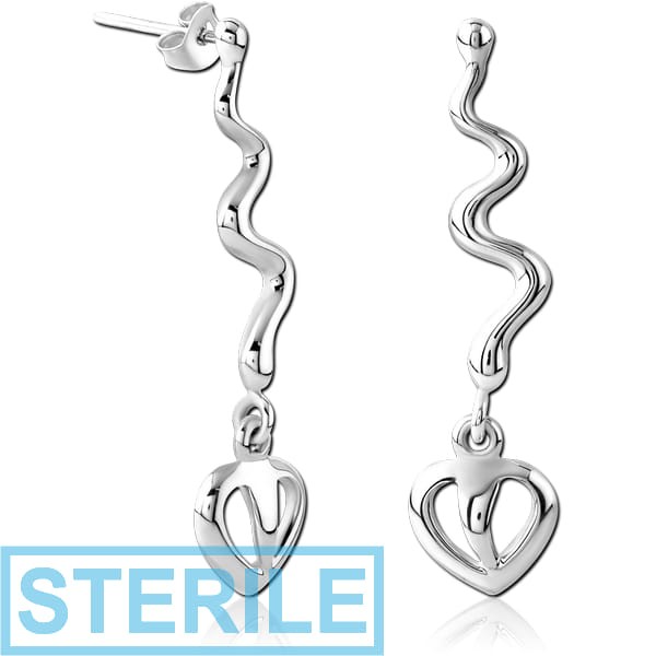 STERILE STERLING SILVER 925 EAR STUDS PAIR - HEART