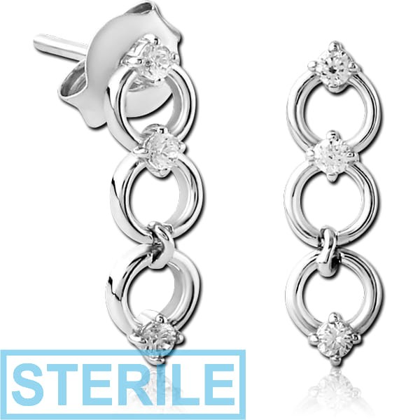 STERILE STERLING SILVER 925 JEWELLED EAR STUDS PAIR