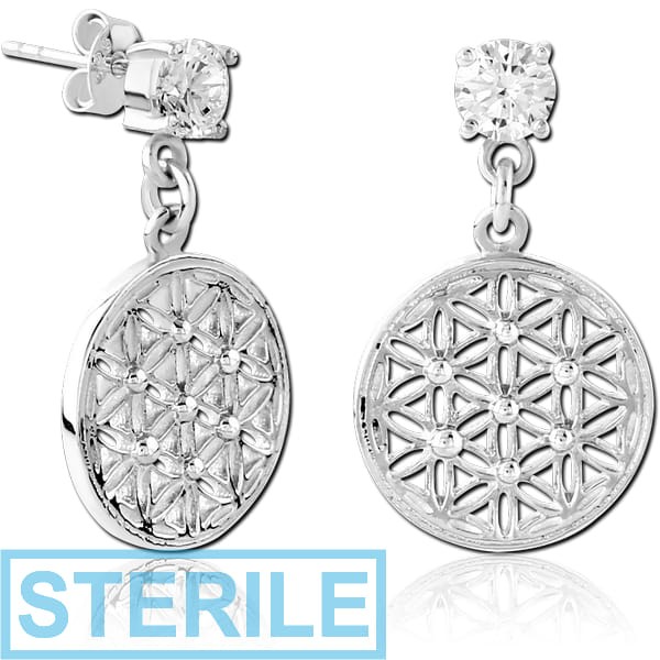 STERILE STERLING SILVER 925 JEWELLED EAR STUDS PAIR