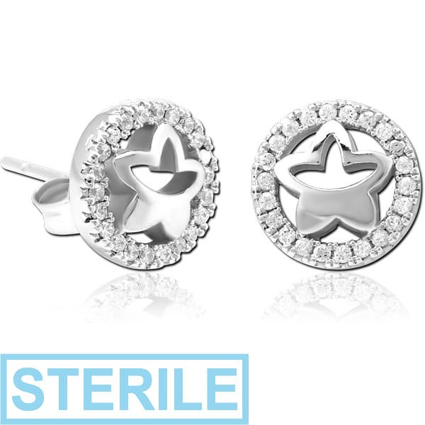 STERILE STERLING SILVER 925 JEWELLED EAR STUDS PAIR