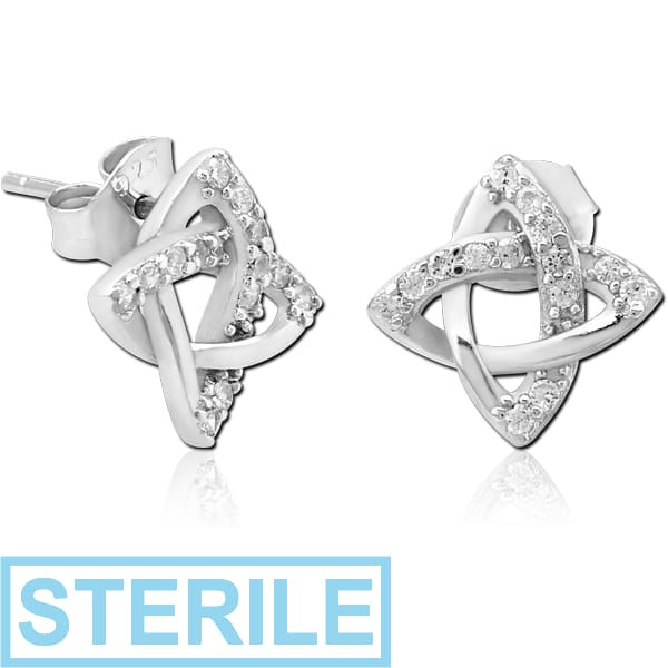 STERILE STERLING SILVER 925 JEWELLED EAR STUDS PAIR