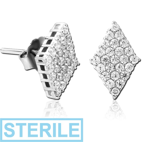 STERILE STERLING SILVER 925 JEWELLED EAR STUDS PAIR