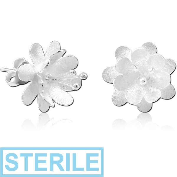STERILE STERLING SILVER 925 EAR STUDS PAIR - FLOWER