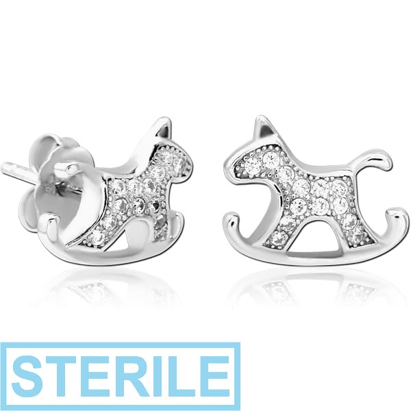 STERILE STERLING SILVER 925 JEWELLED EAR STUDS PAIR
