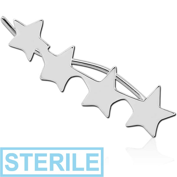 STERILE STERLING SILVER 925 EAR VINE - RIGHT - FOUR STARS