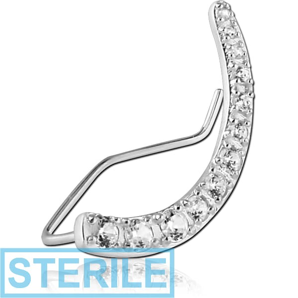 STERILE STERLING SILVER 925 JEWELLED EAR VINE - LEFT - CURVE