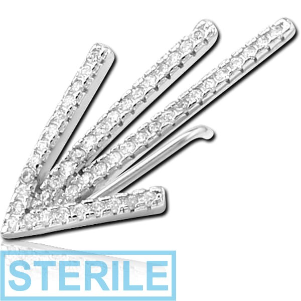 STERILE STERLING SILVER 925 JEWELLED EAR VINE - LEFT