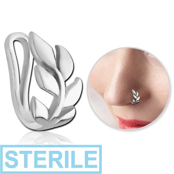 STERILE STERLING SILVER 925 NOSE CLIP - LEAF