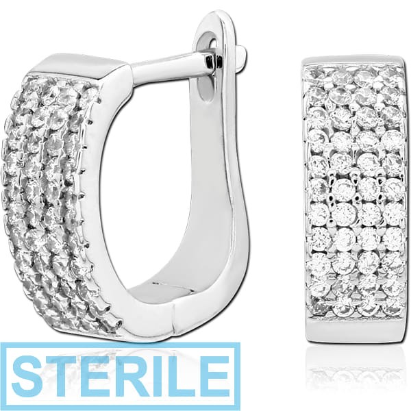 STERILE STERLING SILVER 925 JEWELLED HUGGIES PAIR