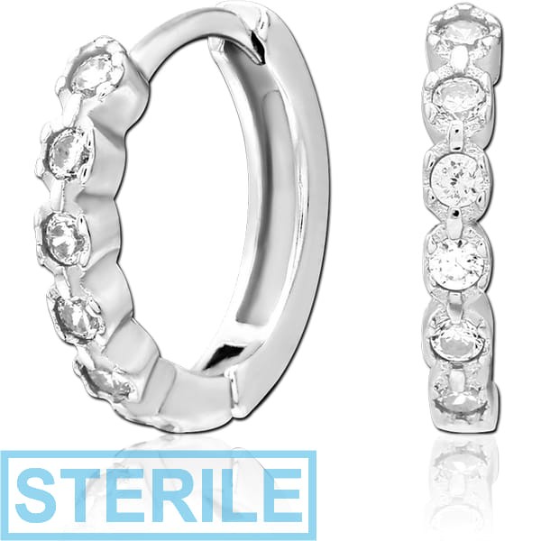 STERILE STERLING SILVER 925 JEWELLED HUGGIES PAIR