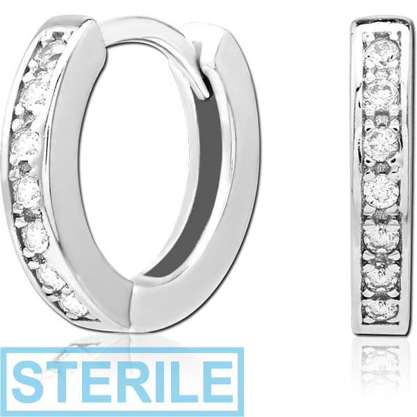 STERILE STERLING SILVER 925 JEWELLED HUGGIES PAIR