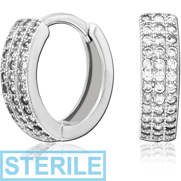 STERILE STERLING SILVER 925 JEWELLED HUGGIES PAIR