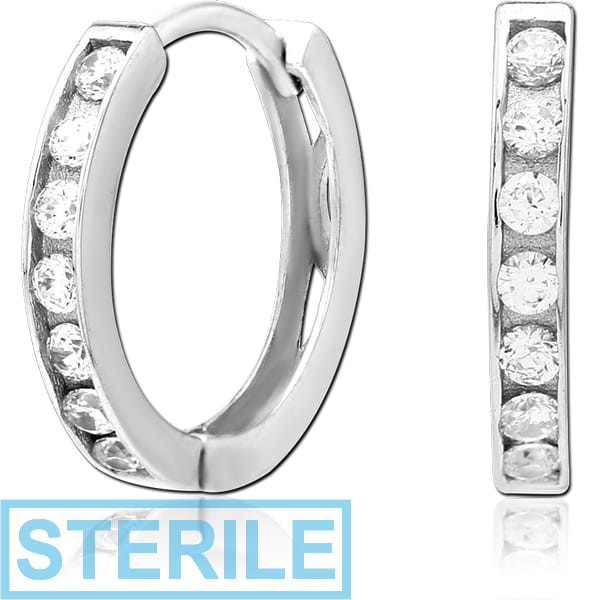 STERILE STERLING SILVER 925 JEWELLED HUGGIES PAIR