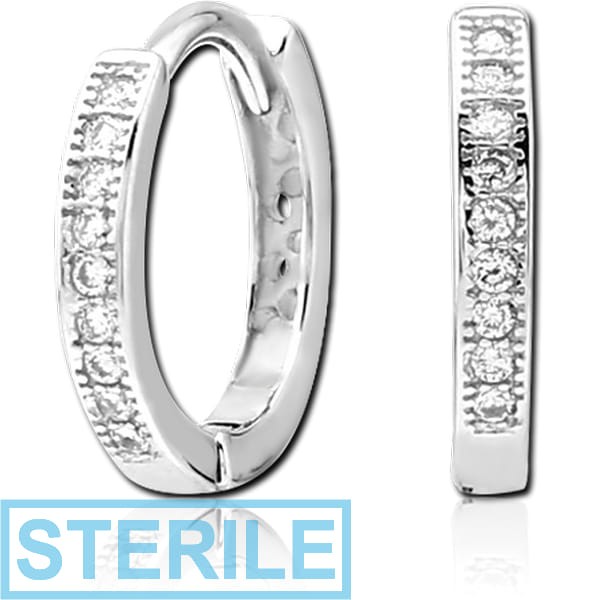 STERILE STERLING SILVER 925 JEWELLED HUGGIES PAIR