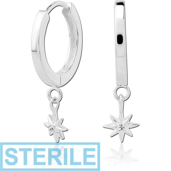 STERILE STERLING SILVER 925 JEWELLED HUGGIES PAIR