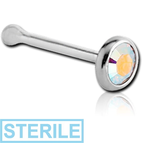 STERILE STERLING SILVER 925 JEWELLED HIGH END CRYSTAL NOSE BONE