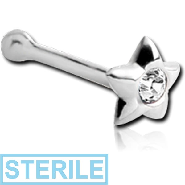STERILE STERLING SILVER 925 JEWELLED STAR NOSE BONE