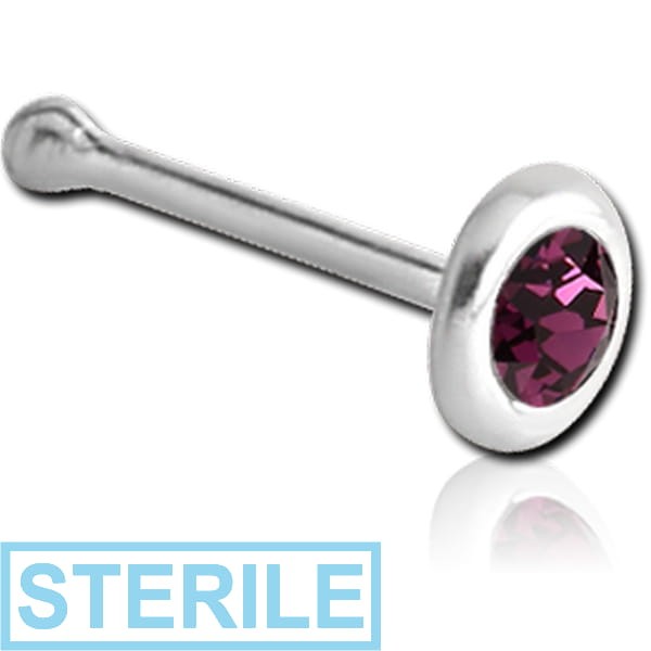 STERILE STERLING SILVER 925 JEWELLED NOSE BONE