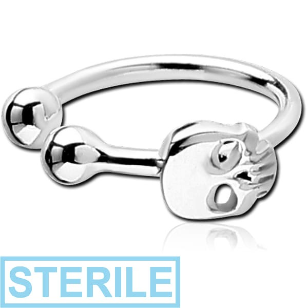 STERILE STERLING SILVER 925 ILLUSION NOSE RING WITH SKULL