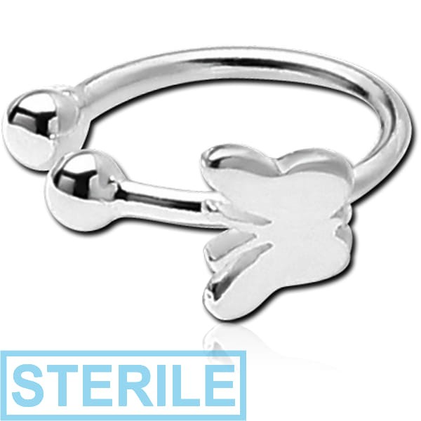 STERILE STERLING SILVER 925 ILLUSION NOSE RING WITH BUTTERFLY