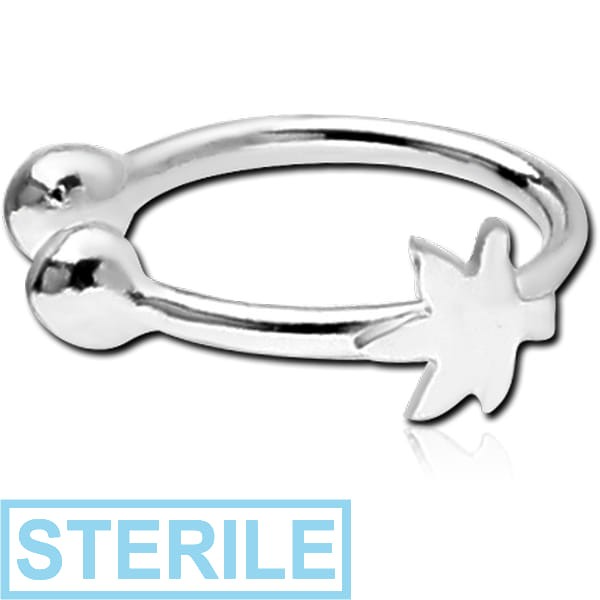 STERILE STERLING SILVER 925 ILLUSION NOSE RING WITH MARIJUANA