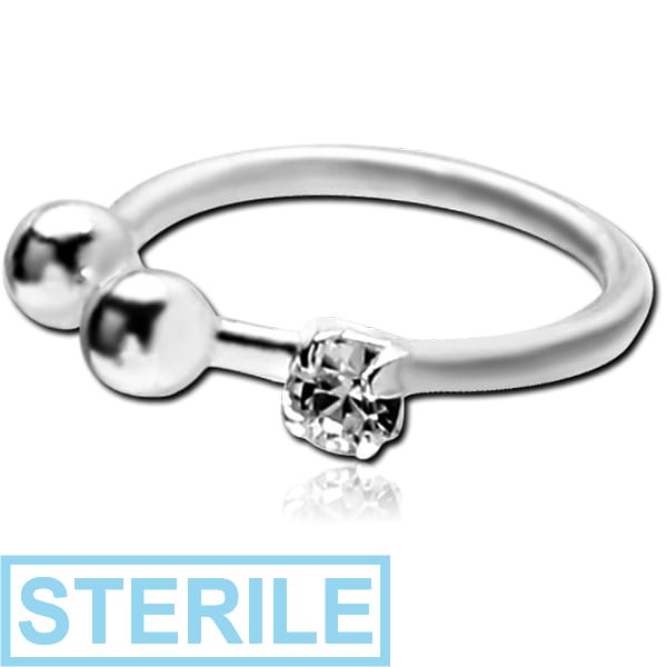 STERILE STERLING SILVER 925 JEWELLED ILLUSION NOSE RING WITH PREMIUM CRYSTAL PRONG SET