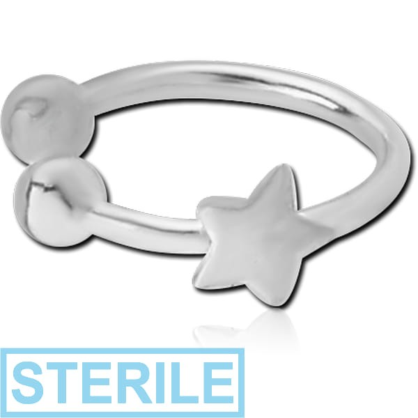 STERILE STERLING SILVER 925 ILLUSION NOSE RING WITH STAR