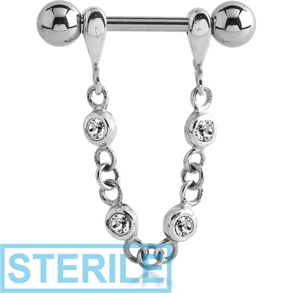STERILE STERLING SILVER 925 JEWELLED NIPPLE STIRRUP
