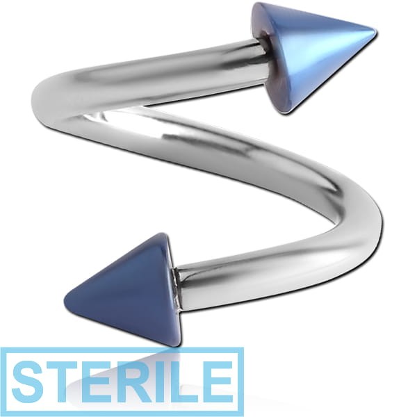 STERILE SURGICAL STEEL BODY SPIRAL WITH ANODISED CONES