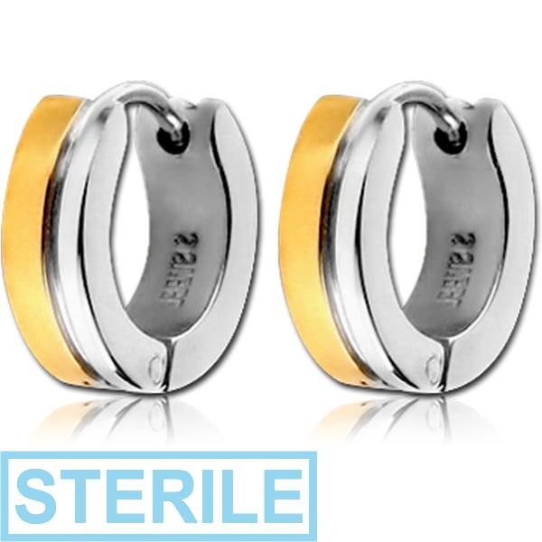STERILE GOLD PLATED STEEL HUGGIES PAIR