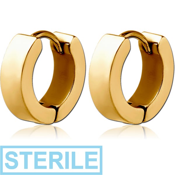 STERILE GOLD PLATED STEEL HUGGIES PAIR