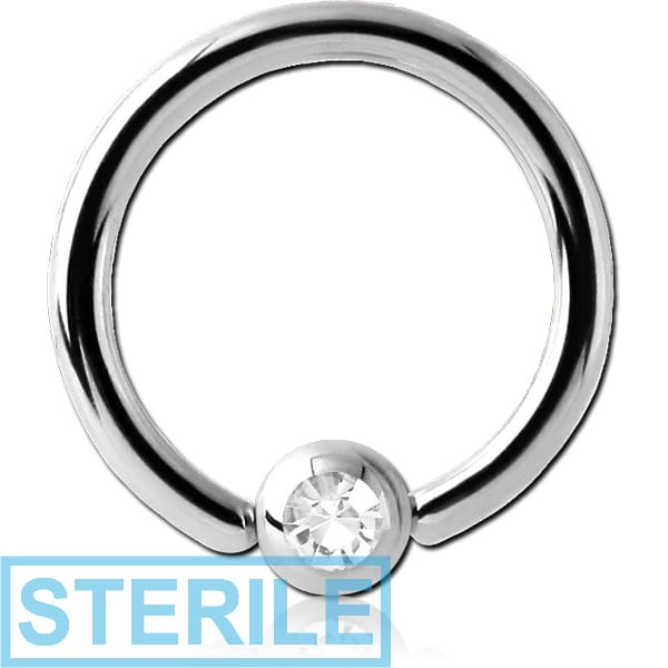 STERILE TITANIUM HIGH END CRYSTAL JEWELLED BALL CLOSURE RING