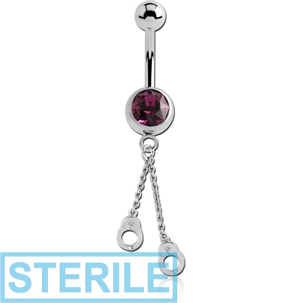STERILE TITANIUM JEWELLED NAVEL BANANA WITH CHARM