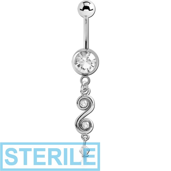STERILE TITANIUM JEWELLED NAVEL BANANA WITH CHARM