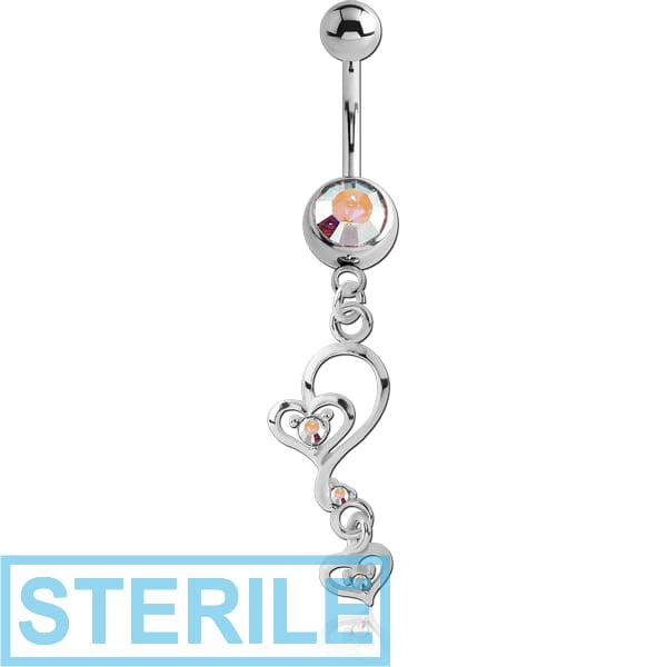 STERILE TITANIUM JEWELLED NAVEL BANANA WITH CHARM