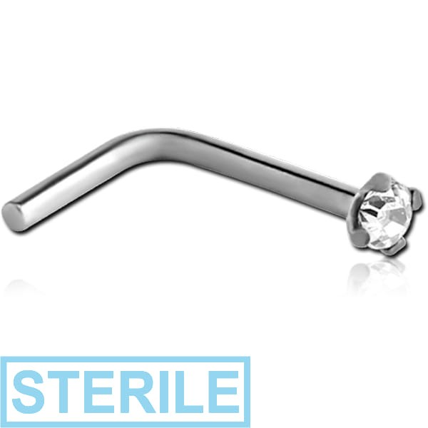 STERILE TITANIUM 90 DEGREE PRONG SET 1.5MM JEWELLED NOSE STUD