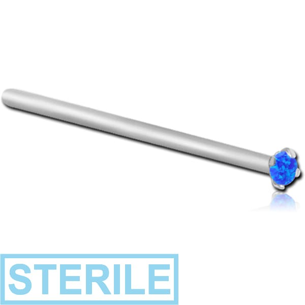 STERILE TITANIUM STRAIGHT PRONG SET 2 MM JEWELLED TITANIUM NOSE STUDS WITH SYNTHETIC OPAL