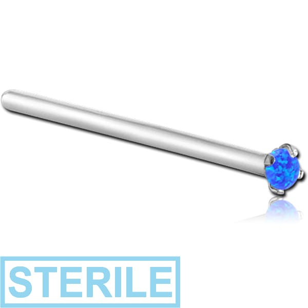 STERILE TITANIUM STRAIGHT PRONG SET 2 MM JEWELLED TITANIUM NOSE STUDS WITH SYNTHETIC OPAL