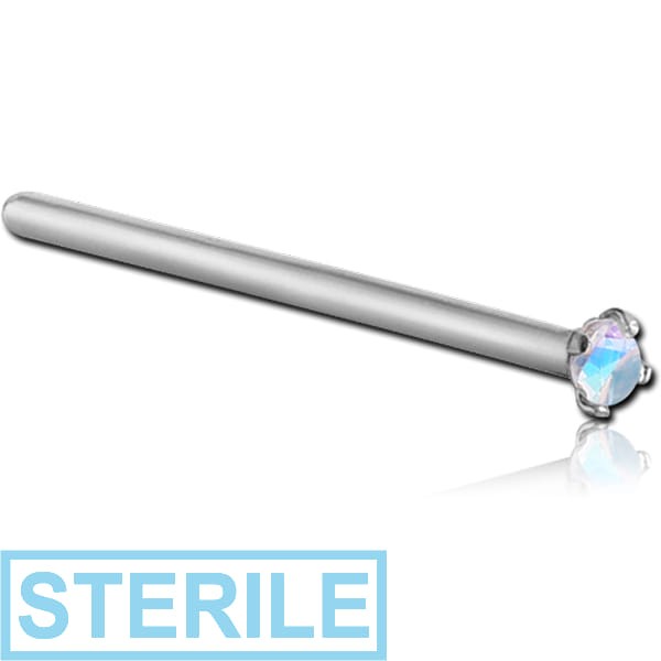 STERILE TITANIUM STRAIGHT PRONG SET 2 MM JEWELLED TITANIUM NOSE STUDS